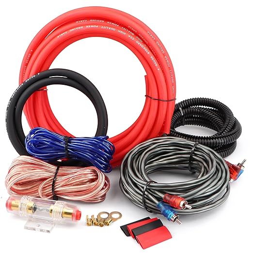 4 Gauge Car Amp Wiring Kit up to 3000W Car Amplifier Installation Wiring Helps You Make Connections and Brings Power to Your Radio, Subwoofers Speakers (4 Gauge)