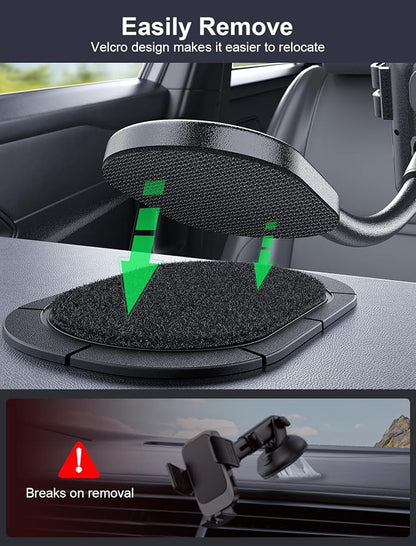 MOKPR Wireless Car Charger, Adjustable Gooseneck Car Mount Auto-Clamping Car Charger, Dashboard [with Anti Shake stabilizer] Phone Holder fit for iPhone 17 16 15 14 13 12, Samsung S24 S23 S22, etc