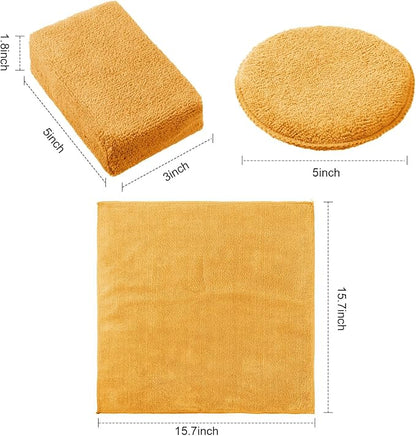 Tallew 12 Pack Microfiber Applicator Pad Microfiber Sponge for Car Include Round Wax Microfiber Applicator Rectangle Car Drying Towel Exterior Auto Detailing Kit for Cleaning (Orange)