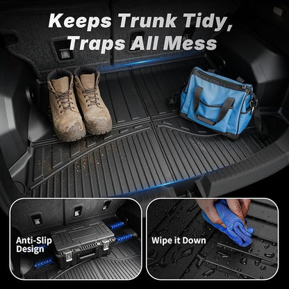 OEDRO Floor Mats and Cargo Liner Fit for 2022-2025 Jeep Wagoneer 8 Seater, TPE All Weather Custom Fit Floor Liners for Wagoneer Accessories, 1st & 2nd & 3rd Row and Cargo Mat Car Mats Full Set, Black