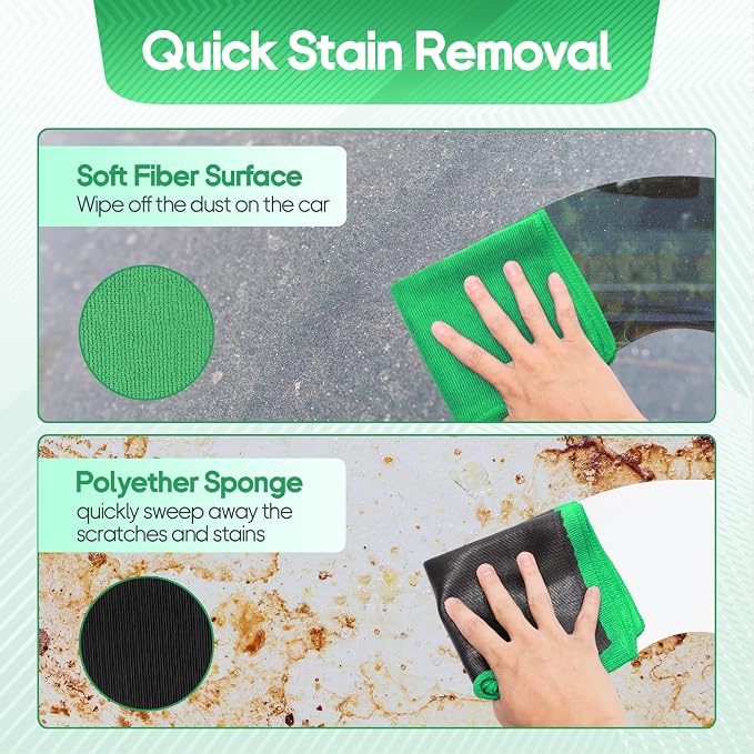 2PCS Clay Towel Auto Detailing, Clay Bar Towel Cloth Auto Detailing for Car (12 x 12 in) (Green)
