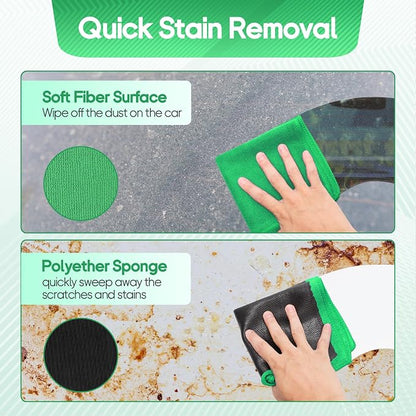 2PCS Clay Towel Auto Detailing, Clay Bar Towel Cloth Auto Detailing for Car (12 x 12 in) (Green)