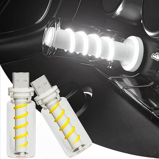LED Car Interior Light, Touch Control USB Night Lamp, Retro Style Ambient Lighting for Auto, Bedroom, Desk (2PCS White)