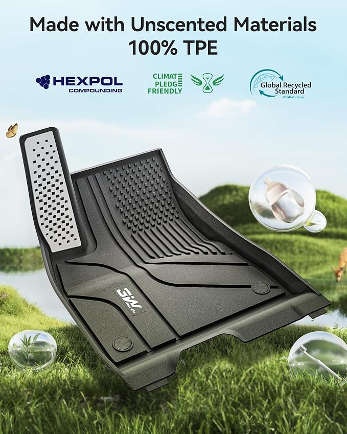 3W Model 3 Floor Mats 2025 2024 with Metal Pedal, Highland Floor Liner, All Weather Custom Fit Accessories Black