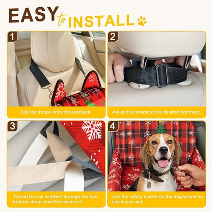 Dog Booster Car Seats for S/M Dogs Up to 35lbs,Pet Car Seat/Travel Bed with Washable&Removable Cover,Storage Pockets,Dog Safety Belt and Elevated Cushion Fits in Front/Back Seat