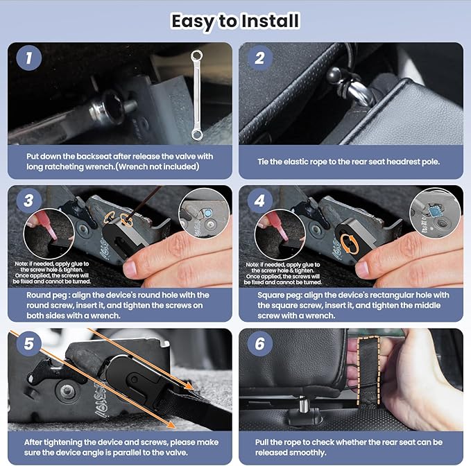Kaishengyuan Upgraded Rear Seat Quick Release with Elastic Rope Compatible with Ford F-150 (2009+) & F-250/350 (2017+)