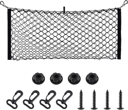 Amiss Cargo Net Stretchable, Car Exterior Accessories, Adjustable Elastic Trunk Storage Net with Hook for SUVs, Cars and Trucks (11.8"x 31.5")
