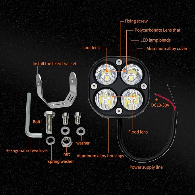 2-Pack 40W 3Inch Combo Beam LED Pod Light - Bright Off-Road Driving Fog Lights, Waterproof Auxiliary Ditch Lights for Truck, SUV, ATV, Boat, Motorcycle, Pickup, Tractor