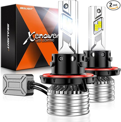 SEALIGHT H13 Bulbs, 90,000LM 14X Brightness, 9008 H13 6500K White, IP68 Waterproof 70000Hrs Lifespan, 5X Heat Dissipation driving, Plug and Play, 2 Pack