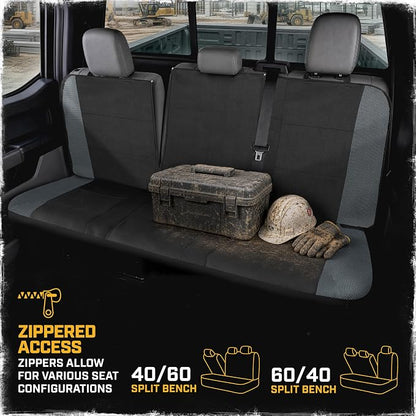 CAT MeshFlex Seat Covers Full Set for Full-Size Pickup Trucks Only - Gray | Front Bucket Seat Covers & 60/40 Split Rear Bench Protector – Interior Accessories For F-150, Silverado, Ram, Sierra & Tundra