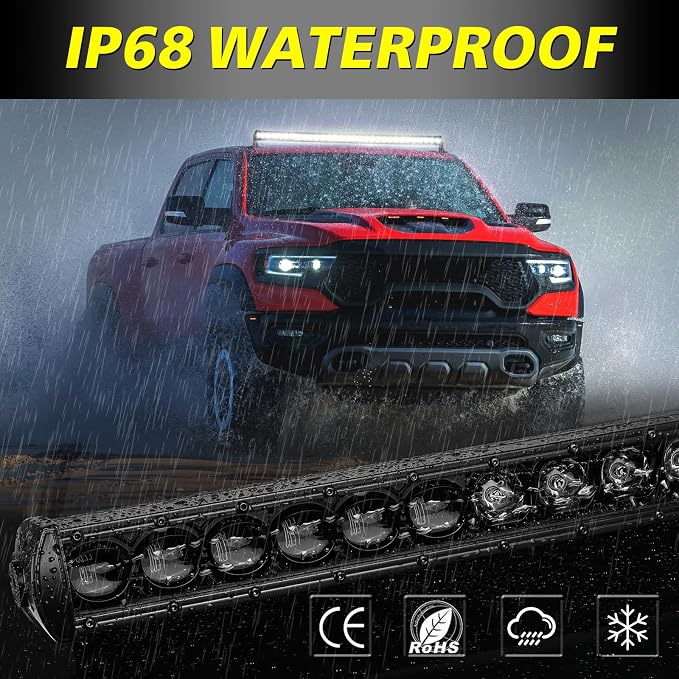 40 Inch Curved Light Bar Kit, AKD Part 210W OSRAM LED Black Series Single Row Light Bar w/Wiring Harness Spot Flood Combo Offroad Driving Slim Curve LED Lights for Trucks SUV UTV Can-am Bronco
