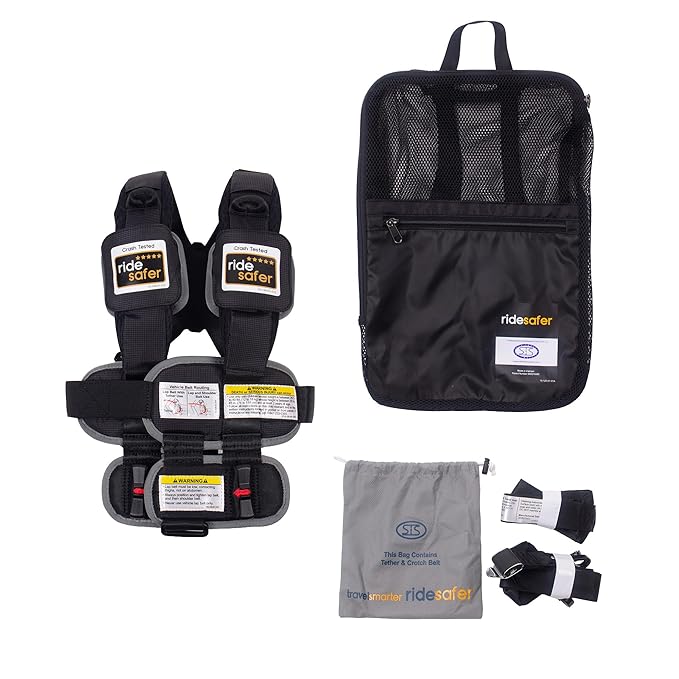 RideSafer Gen 5 - Extra Small (XS) Black, Lightweight, Compact, Portable Car Seat, 2+ years; 26.5–40 lb - Perfect for Travel and Everyday Child Safety