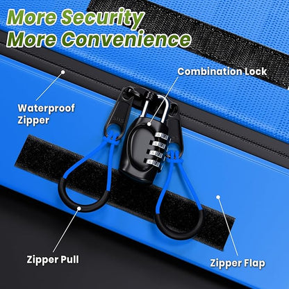 APTY 21 Cubic Feet Car Rooftop Cargo Bag Carrier, Soft Roof Top Luggage Bag for All Vechicles with/Without Racks - with Waterproof Zip, Luggage Lock, Anti-Slip Mat, Storage Bag, Door Hooks, Blue