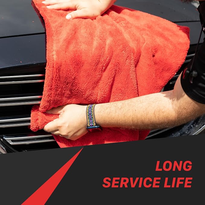 Maxshine Big Red Microfiber Towel (1000GSM) - Large Plush, Rinse-Free, Double-Sided Detailing for Cars (20”x28” / 51x71cm), Professional Auto Detailing Towel