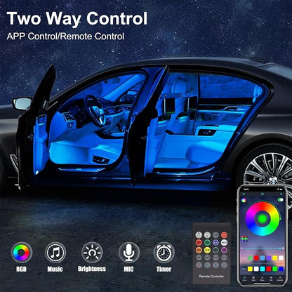 Car LED Strip Lights, LEDCARE 9 in 1 RGB Car Interior Lights with APP & Remote Control, 16 Million Colors Ambient Lighting Kit with 5 Fiber Optic LED Strips & 4 Under Dash Lights, Sync to Music