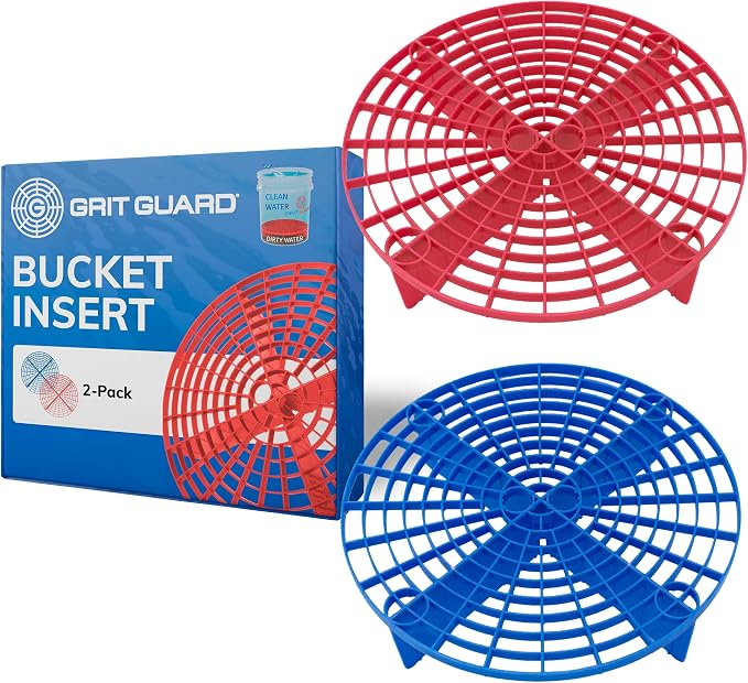 Grit Guard The Original Red/Blue Bucket Insert (2 Pack) | 10" Diameter Car Wash Bucket Guard for Car Washing & Detailing | Compatible with 3.5, 4, 5 and 6 Gallon Buckets - Made in the USA