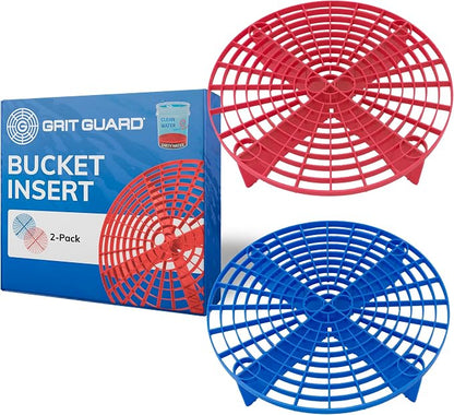 Grit Guard The Original Red/Blue Bucket Insert (2 Pack) | 10" Diameter Car Wash Bucket Guard for Car Washing & Detailing | Compatible with 3.5, 4, 5 and 6 Gallon Buckets - Made in the USA