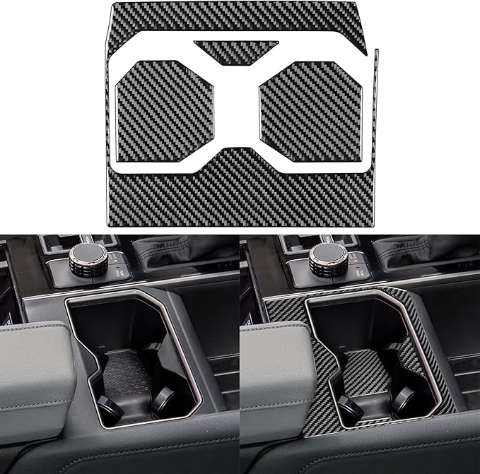 NVCNX Real Premium Carbon Fiber for Toyota Tundra 2022-2026 2023 2024 2025 SR5/Limited/TRD PRO/SR Center Console Cup Holder Panel Insert Mat Cover Interior Trim Accessories Overlay Sticker Decal 4PCs