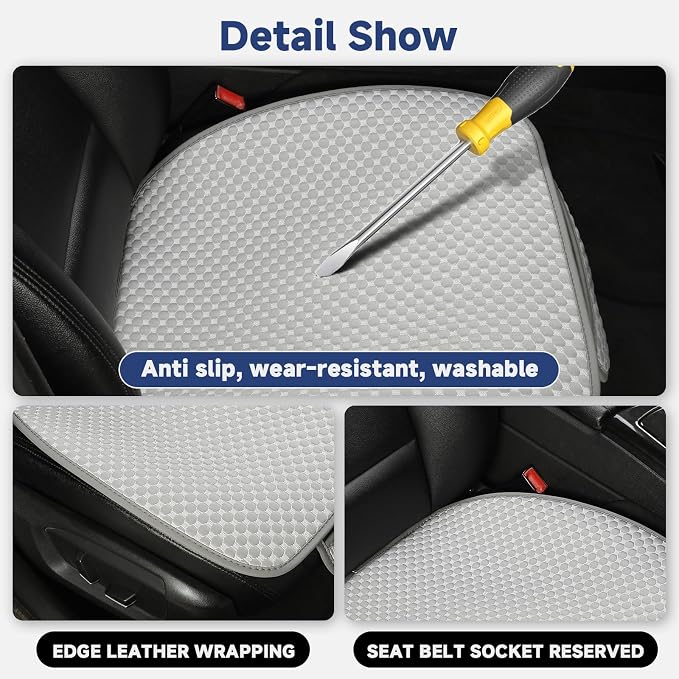 West Llama Ice Silk Front Car Seat Cover Protector Anti-Slip Bottom Seat Cover Fits 95% of Vehicles,Wrapping Around The Bottom,(Gray-2Pcs)