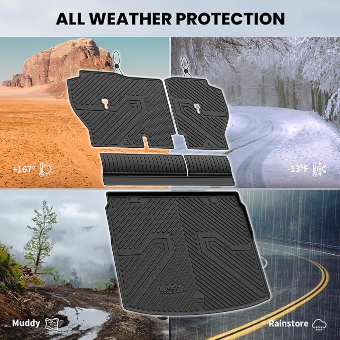 LASFIT Cargo Mat with Backrest Mat for Honda CR-V 2026 2025 2024 2023 (Gasoline & Hybrid & e:FCEV), All Weather Custom Fit TPE Trunk Mat Trunk Liner Cargo Liner with Seatback Mat (Upper Position)