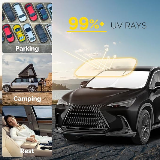 Car Windshield Sun Shade Compatible with 2022 2023 2024 2025 2026 Lexus NX NX250 NX350 NX350h NX450h+ Accessories Foldable Front Window Sunshade Custom for Lexus NX Windshield Sun Visor