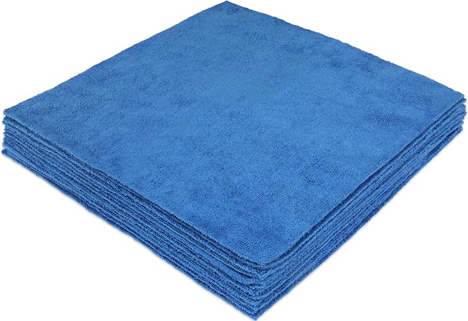 CleanAide Ultrasonic-Cut 300 GSM Microfiber Cleaning Towels, Lint-Free, Scratch-Free, Highly Absorbent, Durable & Reusable with Label-Free Edges for Auto, Home & Commercial Use, 14" x 14", 12-Pack,