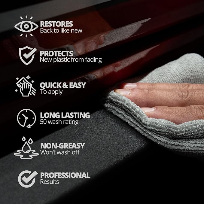 CERAKOTE Rapid Ceramic Plastic Restorer and Protectant (32 oz.) - 50 Wash Rating - Protects New Trim - Restores Faded Plastic - Non-Greasy Finish - Ceramic Spray Coating for Cars and Trucks