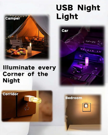 LED Car Interior Light, Touch Control USB Night Lamp, Retro Style Ambient Lighting for Auto, Bedroom, Desk (White Light)
