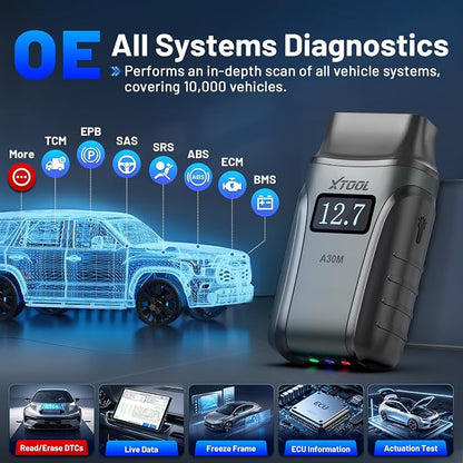 XTOOL A30M V2.0 OBD2 Scanner Diagnostic Tool, 26 Resets, All System, Wireless Bidirectional Scan Tool, Car Code Reader for EPB/Throttle/Crank Sensor Relearn, Lifetime Free Update, Android & iOS