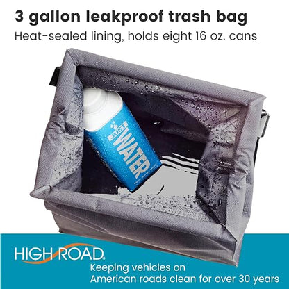 High Road TrashStash Hanging Car Garbage Bag with Push-Close Lid and Waterproof Bin for Cars, SUVs and Trucks - Holds 3 Gallons of Car Trash