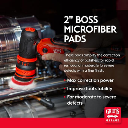 Griot's Garage BOSS 2” Microfiber Pads for Car Polishing and Detailing, Buffing Pads for Moderate and Severe Scratch Removal, Set of 4