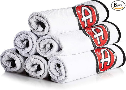 Adam's Polishes Mini Plush Drying Towel (Pack of 6) - Microfiber Cleaning Cloth for Car Detailing, Drying, & Car Wash | Soft Rag Towel Won't Scratch Paint | Wax Auto Kit Glass Cleaner Supplies