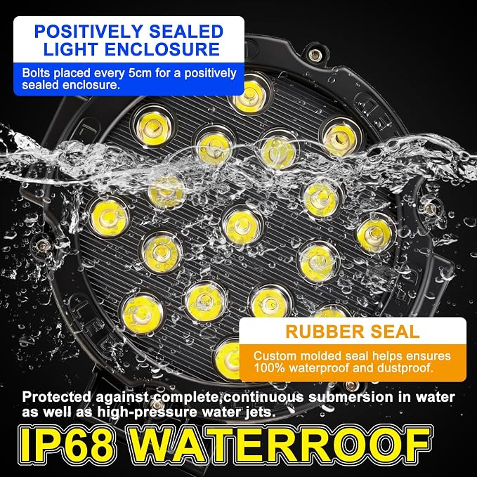 7 Inch Off Road Lights, 5100LM 12-24V LED Driving Light Pods for Tractor, Jeep,SUV,ATV & Truck Bumper pod Lights,2 Pack/Black