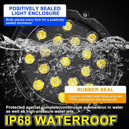 7 Inch Off Road Lights, 5100LM 12-24V LED Driving Light Pods for Tractor, Jeep,SUV,ATV & Truck Bumper pod Lights,2 Pack/Black
