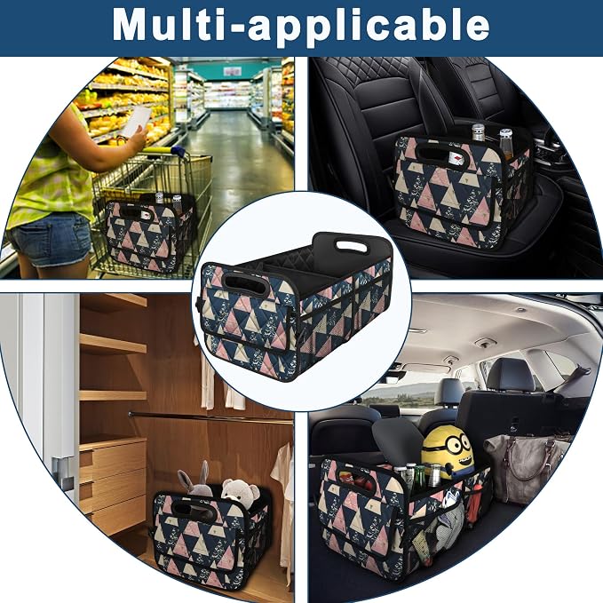 Deosk Trunk Organzier and Storage with Reinforced Handles,Car Accessories for Women/Men 50L Waterproof Polyester for Car/SUV/Minivan/Truck(Medium, Triangle)