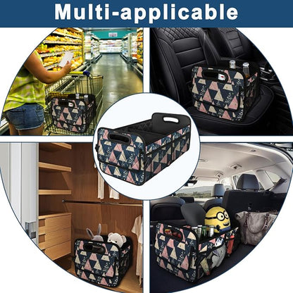 Deosk Trunk Organzier and Storage with Reinforced Handles,Car Accessories for Women/Men 50L Waterproof Polyester for Car/SUV/Minivan/Truck(Medium, Triangle)