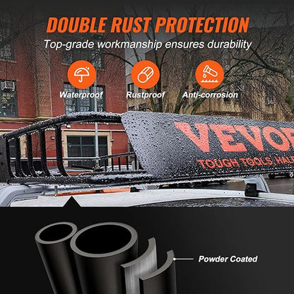 VEVOR Roof Rack Cargo Basket, 64" x 39" x 6" Rooftop Cargo Carrier with Extension, Heavy-Duty Steel 200 LBS Capacity Universal Roof Rack Basket, Luggage Holder for SUV, Truck
