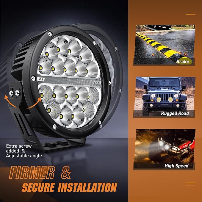 Nilight LED Offroad Driving Lights with Amber DRL 2PCS 7 Inch Round 90W IP68 Spot Flood Combo Work Light Bar with 12 AWG DT Connector Wiring Harness Kit for 4x4 Truck ATV UTV SUV