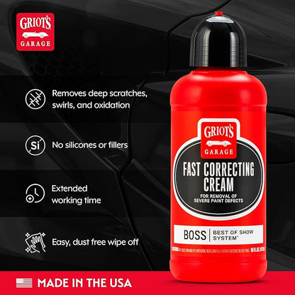 Griot's Garage BOSS Fast Correcting Cream for Car Polishing and Detailing, Swirl, Scratch Remover for Vehicles, 16oz