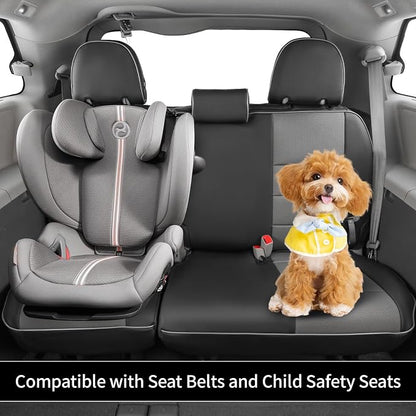 EKR Sienna Seat Covers for 2011-2020 Toyota Sienna XLE,Limited,Limited Premium,7 Seats,2nd Row Captain Seats W/Legrest,Seat Covers for SUV,Automotive Seat Cover Full Set,-Leather(Black/Gray)