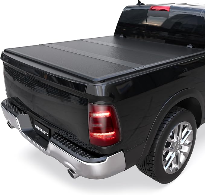 KUIPERAUTO 6.4FT FRP Hard Tri Truck Bed Cover Compatible for 2009-2026 Dodge Ram 1500 (w/o Ram Box) 6.4 FT Tonneau Cover