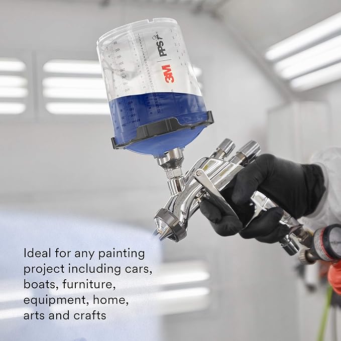 3M PPS 2.0 Spray Gun Cup, Lids and Liners Kit, 26301, Standard, 22 Ounces, 125-Micron Filter, Use for Cars, Furniture, House and More, 1 Paint Cup, 50 Disposable Lids and Liners, 32 Sealing Plugs