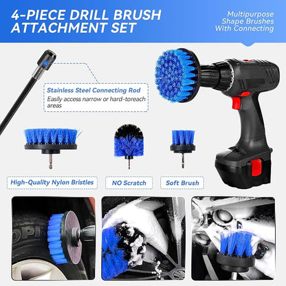 COOGEO 29Pcs Car Detailing Kit,Compelete Car Cleaning Kits Interior Cleaner with Detailing Brushes,Drill Brush Heads,Car Wash Kit with Cleaning Gel,Wash Mitt,Car Hooks,Car Care Gift for Men