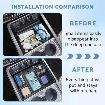 EDBETOS Center Console Organizer Tray Compatible with 2014-2018 Chevy Silverado/GMC Sierra 1500 Accessories 2015-2019 Silverado/Sierra 2500HD/3500HD Compartment Storage,Full Console w/Bucket Seat ONLY