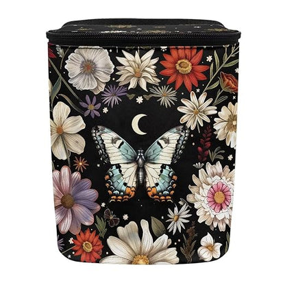 Talayituse Butterfly Daisy Moon Print Car Trash Can with Lid, Leak Proof Auto Trash Bag Hanging Vehicle Garbage Can Multipurpose Storage Container for Back Seat Road Trip