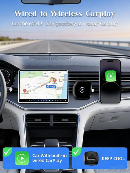 Wireless CarPlay Adapter,Carplay Wireless Adapter for iPhone,Plug and Play,Mini Disign,Stable Connection & No Latency,Fit for Cars with Built-in CarPlay