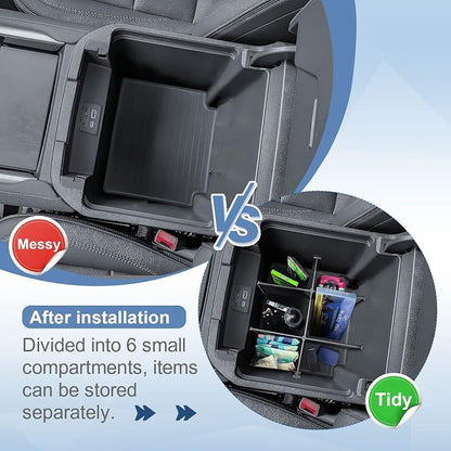 EDBETOS Center Console Organizer for 2021-2026 Chevy Tahoe/Suburban and 2021-2024 GMC Yukon, Fit Standard Console with Charging Socket Only, NOT for Power Sliding Console. Won't Block Original Tray