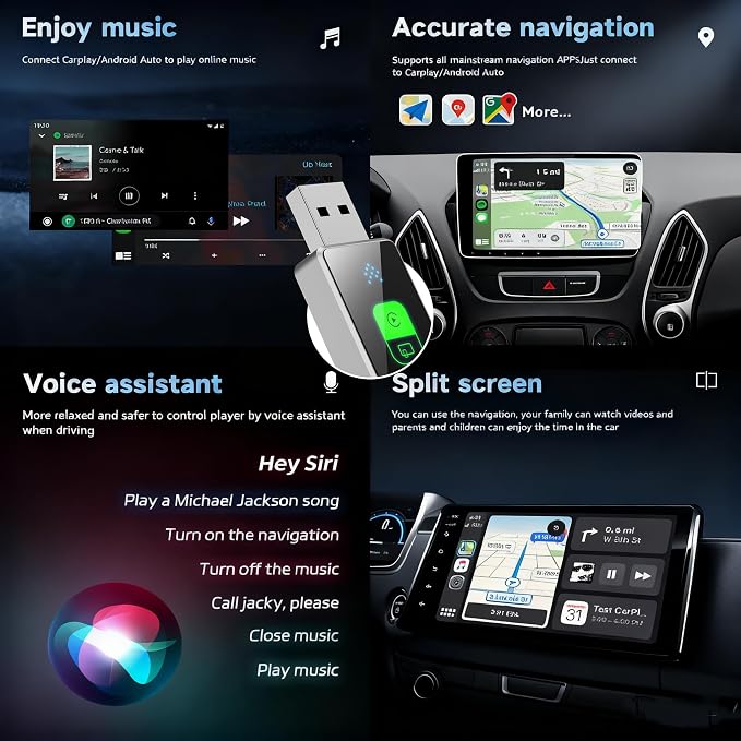 Wireless CarPlay Adapter for iPhone & Android Auto 2026 Upgrade 2-in-1, Wired to Wireless, One-Touch Switch, Fast & Stable Connection, Plug & Play, 5GHz WiFi & Bluetooth 5.3, iOS 10+ & Android 11+
