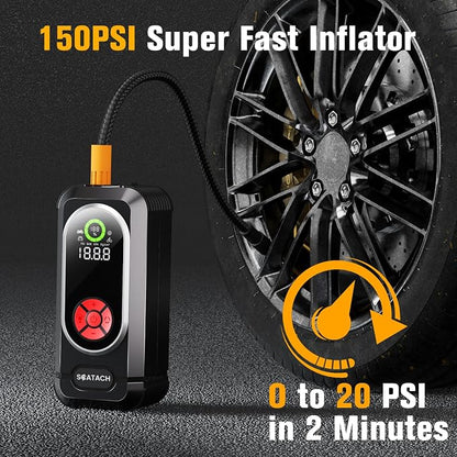 8000A Jump Starter with Air Compressor, 10-in-1 Car Battery Jump Starter Portable (10.0 Gas/10.0L Diesel), 150 PSI 12V Jump Box with Jumper Cables, LED Light, LED Display