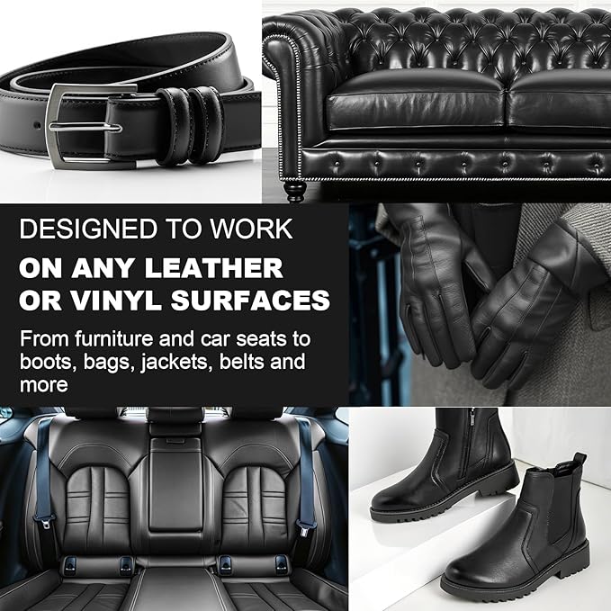 STARTSO WORLD 200Ml Leather Recoloring Balm with 100ML Leather Conditioner, Black Leather Repair Kit for Furniture, Leather Dye, Leather Scratch Repair, Leather Couch Paint